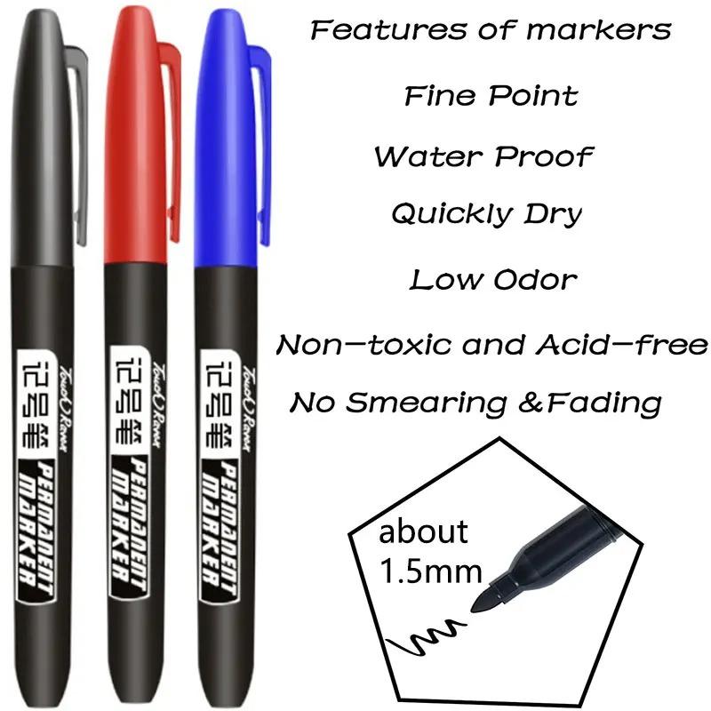 6/10 PCS Permanent Marker Pen Manga Drawing Markers Black Blue Red Waterproof Ink Sketch Pens Stationery Art School Supplies