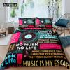 Пододеяльник с рок-музыкой King Jazz Music Комплект постельного белья для подростков Хип-хоп Граффити Одеяло Чехол Ноты Полиэстеровый пододеяльник