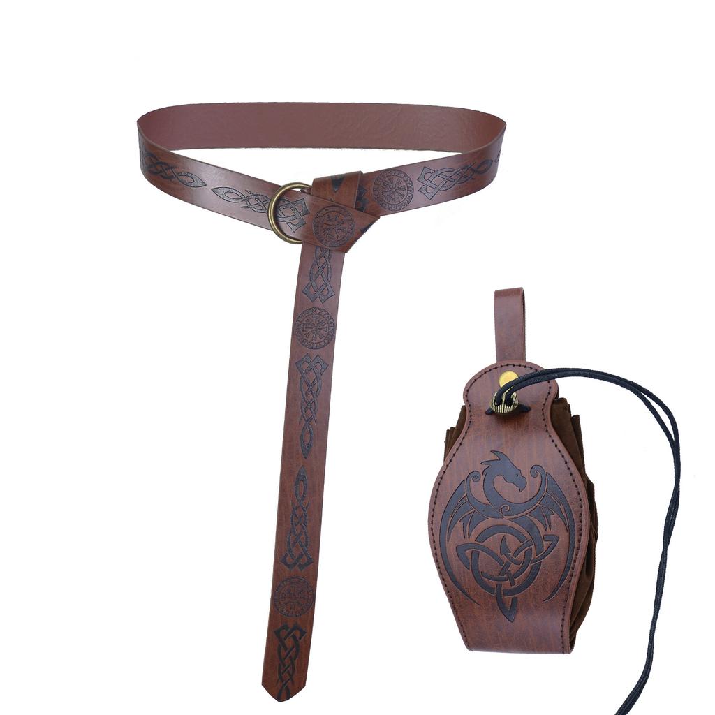 Medieval Knight Pu Belt Viking Vintage Bag Bag Halloween Cosplay Costume Dress Up Props