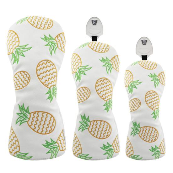 Чехлы для гольф-клюшек из искусственной кожи с принтом ананаса, защитные чехлы для головок паттеров, устойчивые к пятнам