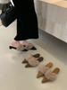 Французские бархатные туфли-котята с острым носком и женская одежда, осенне-зимние пушистые туфли, темпераментный толстый каблук, сумка-голова, сандалии из кроличьего меха