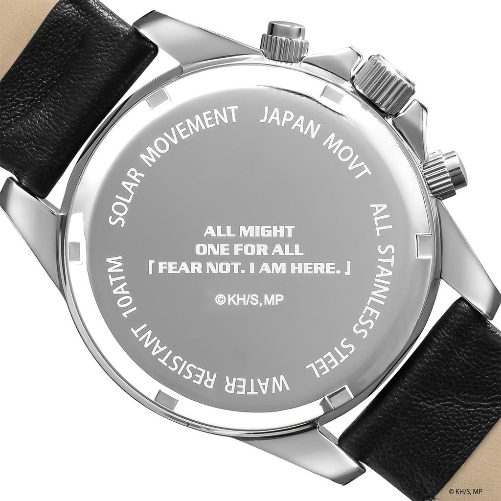 AngelClover My Hero Academia Collaboration All Might Solar 10 ATM Water Mineral Purple Watch, Model, Battery, Resistance, Glass, Dial, HE40-AL, Men's