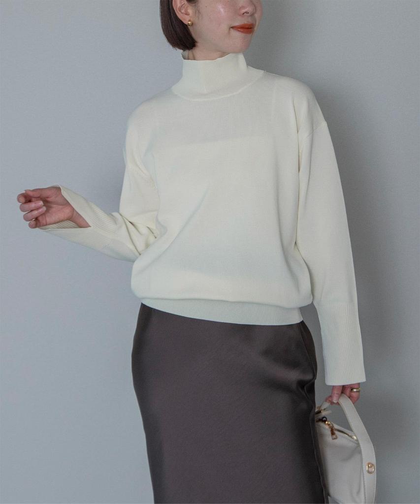 Yours BEXU1681 High Neck Drop Shoulder Oversized Size M Women's Knit, Ivory,