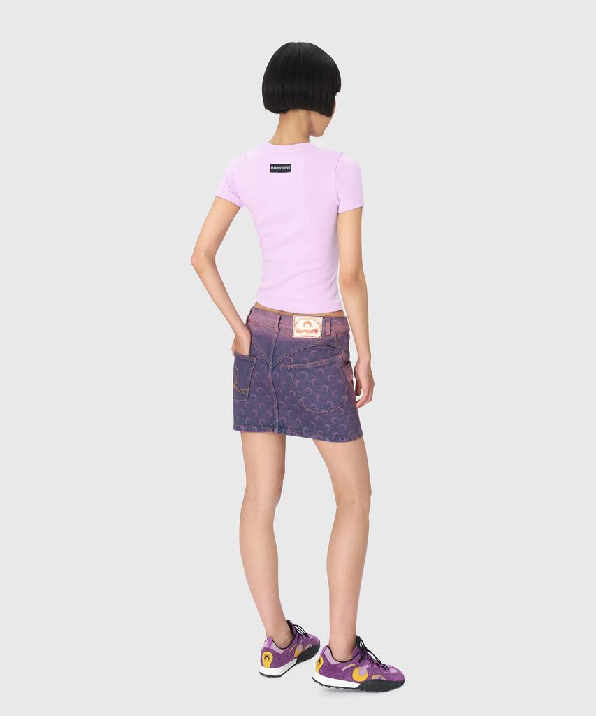 Marine Serre (W) Moon Laser Denim Mini Skirt Lavender Moon Laser Denim Mini Skirt Pu20 Lavender