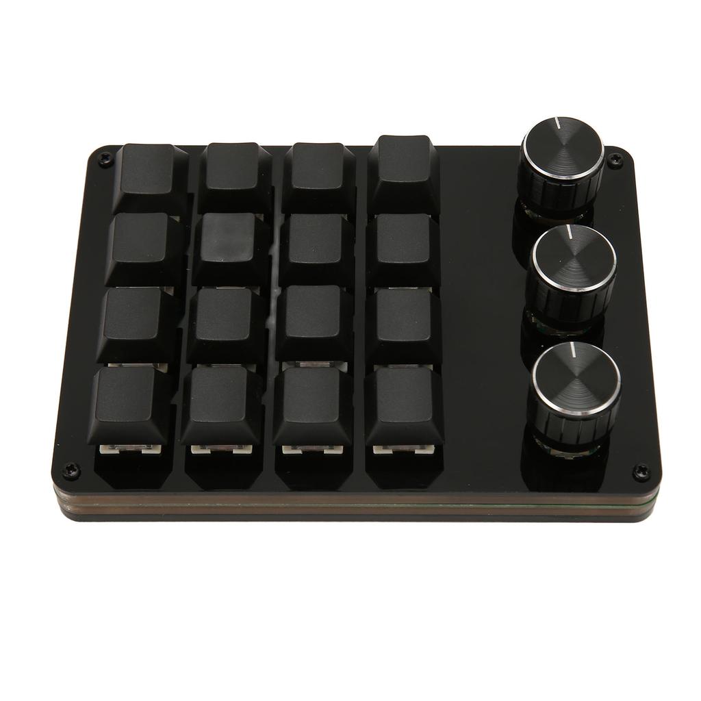 Programmable Keypad 16 Keys 3 Knobs Blue Switch Mechanical Hot Swappable Mini Keypad for Gaming Office Media