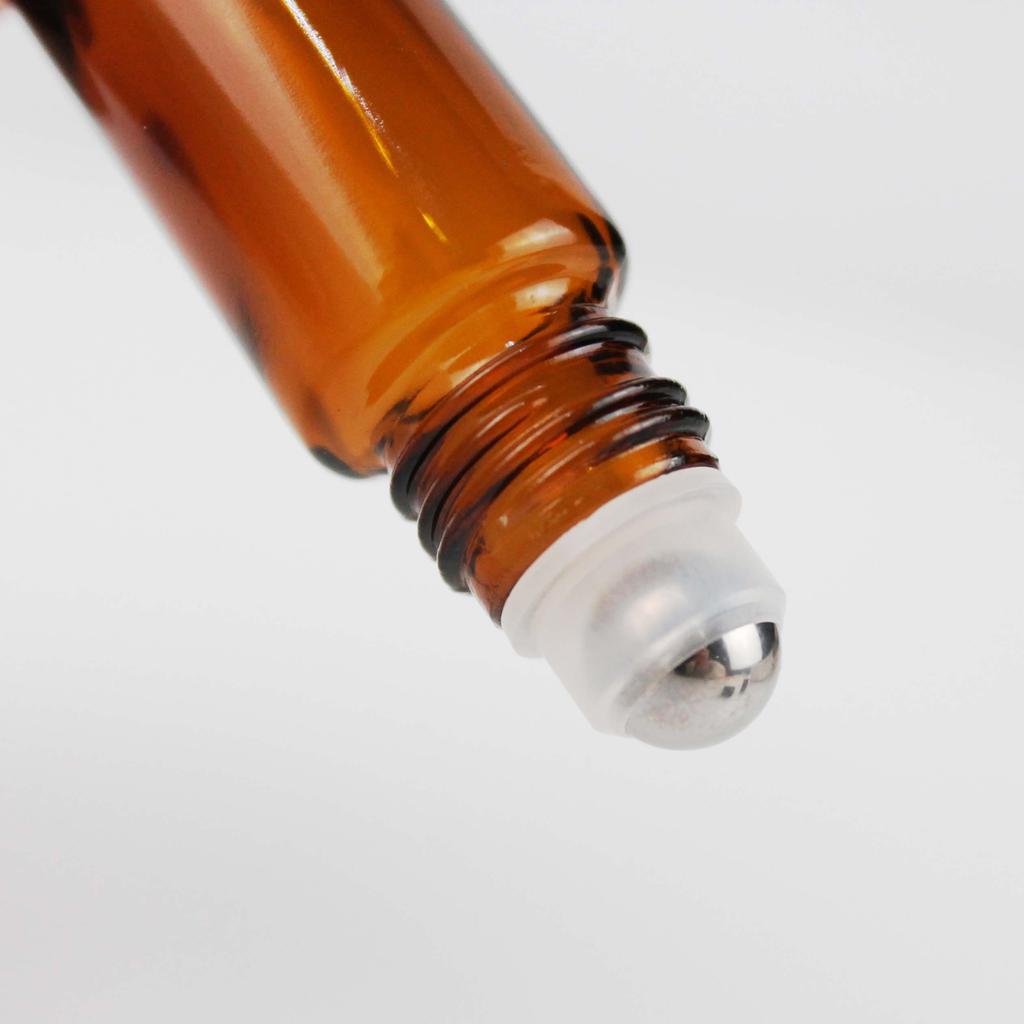 15 шт./упак. 10 мл янтарного стекла, флакон-роллер для эфирных масел с роликовым металлическим шариком, многоразовые флаконы-контейнеры