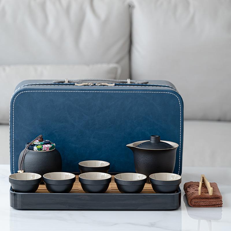Light luxury simple travel tea set Car business Outdoor portable tea set High-end business gift printing