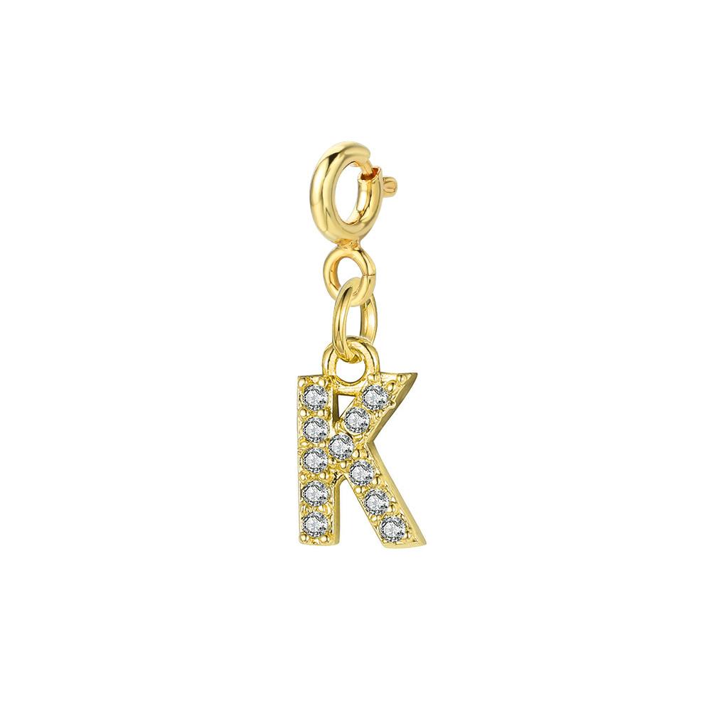 Trendy Gold Color Micro-inserts Zircon Alphabet Charm DIY Making Letter Pendant Necklace Bracelet Accessories Fashion Jewelry