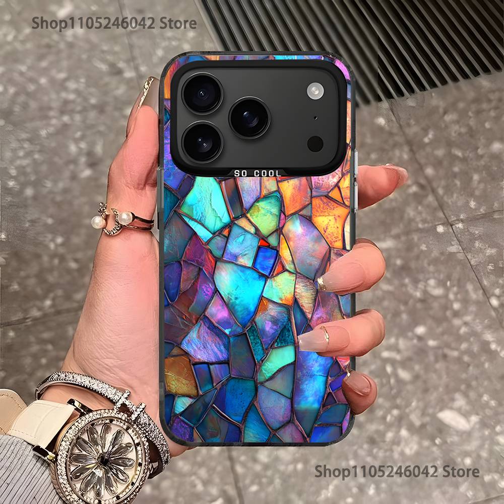 Цветной Стекло Для iPhone 17,16,15,14,13,12,11,Pro,MAX,Plus Черный Ударопрочный Конфетный Матовый Чехол