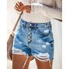 Рваные джинсовые шорты с высокой талией для женщин