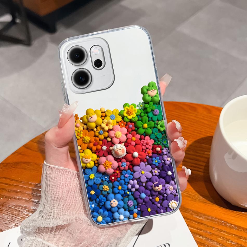 Чехол для телефона Oppo Reno 14F 5G Стильные узоры для отдыха Мягкий силикон ТПУ Прозрачная легкая крышка Для Oppo Reno14 F Чехол