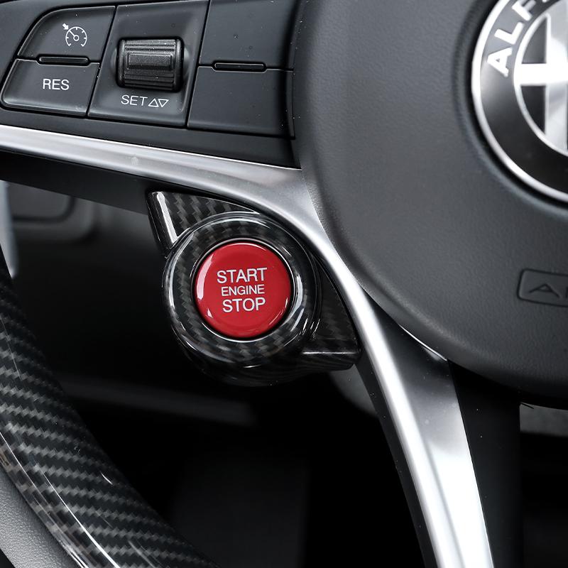 Автомобильный двигатель One Start Stop, кнопка, рамка, крышка, наклейка на ключ зажигания, накладка для Alfa Romeo Giulia Stelvio 2017-