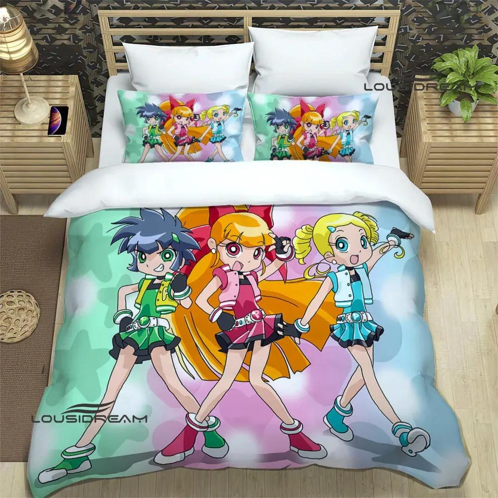 3D Мультяшные комплекты постельного белья P-Powerpuff-Girls изысканный набор постельных принадлежностей пододеяльник набор одеяло комплект постельного белья роскошный подарок на день рождения