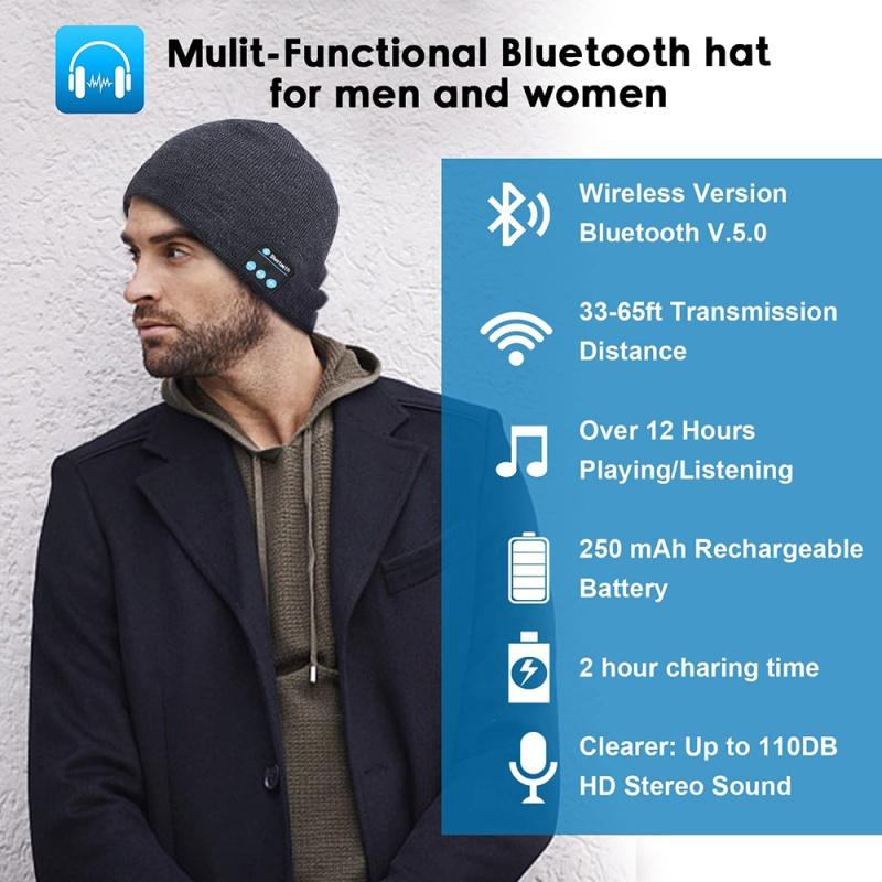 Bluetooth шапка-бини наушники музыкальная шапка M5 зимняя беспроводная кепка для наушников USB перезаряжаемая гарнитура с микрофоном спорт для iPhone Xiaomi Samsung телефон