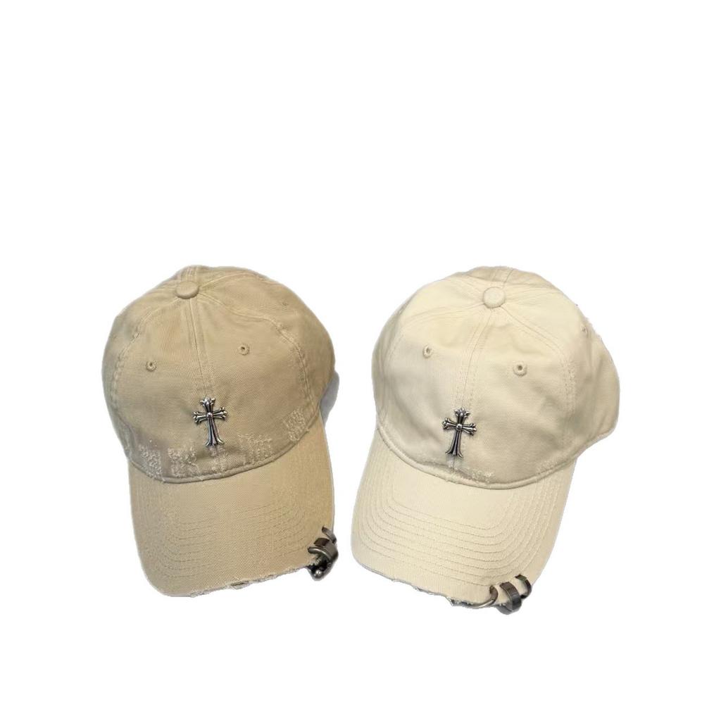 Spring and summer Internet celebrity new iron ring cross cap female couple versatile soft top personality shade baseball cap