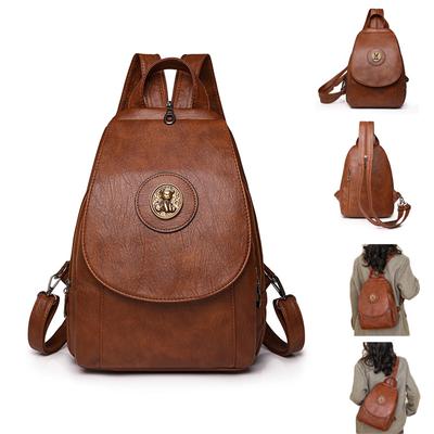 Рюкзак из искусственной кожи, женский однотонный дорожный рюкзак большой емкости