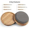 Regular Mouth and Wide Mouth Wooden Mason Jar Lids for Ball/Mason Jars, Reusable Acacia Wood Mason Jar Lids with Airtight Silicone Seal Perfect
