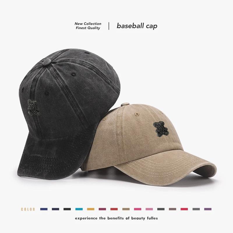 Cute teddy bear baseball cap, retro style, men's and women's adjustable outdoor travel hiking duckbill cap