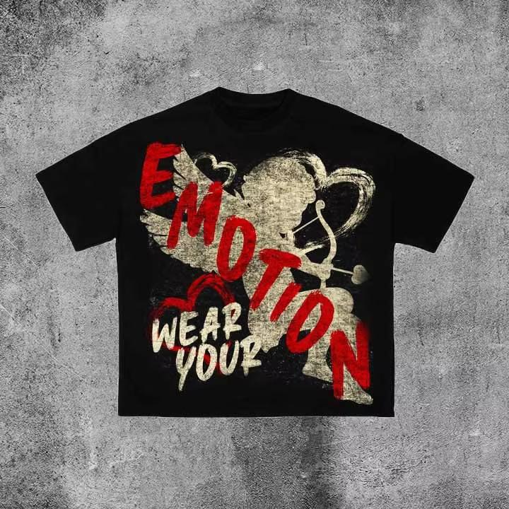 A Hot Retro Atmosphere Cupid Themed Casual Fashion Short Sleeve Tshirt Unisexs Loose Ventilation Top in Summer 2026 Y2k
