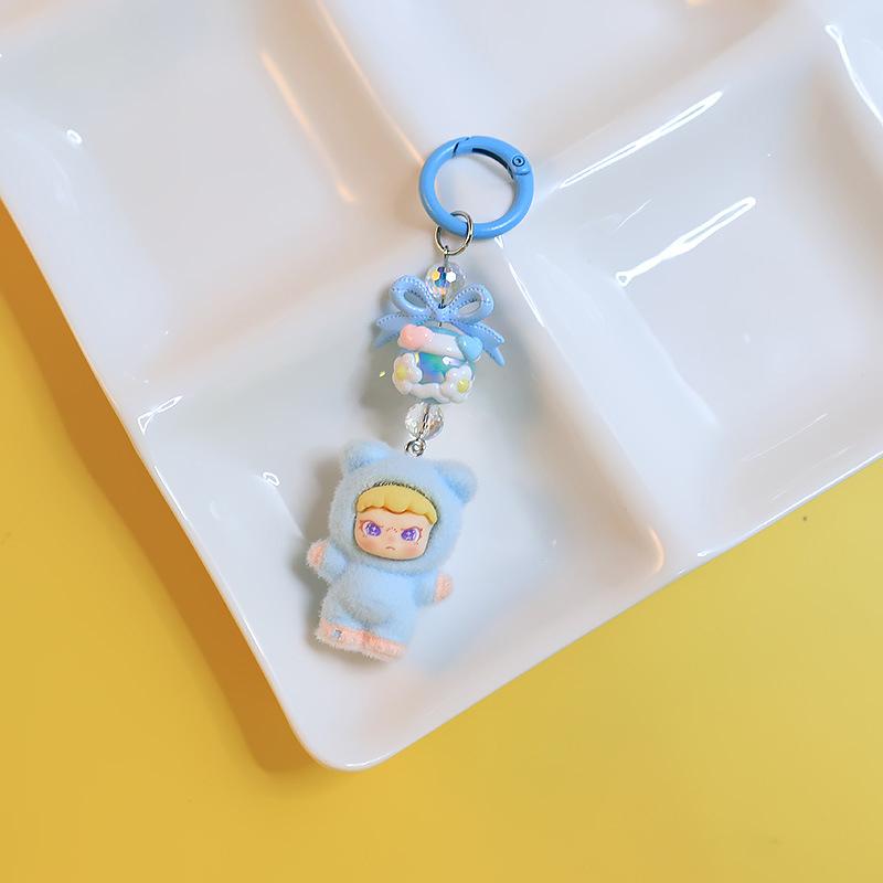 Kawaii мультфильм флокирование кукла брелок кулон для женщин девочек уникальный рюкзак украшения аксессуары маленькие подарки