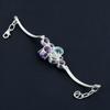 Браслет из драгоценных камней с натуральным аметистом и голубым топазом, серебро 925 пробы, браслет с шипами, ювелирные изделия ручной работы для женщин