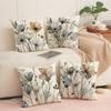 Floral Pillow Cover Chinese Style Watercolor Print Linen Pillow Home Decoration Sofa Cushion Cover