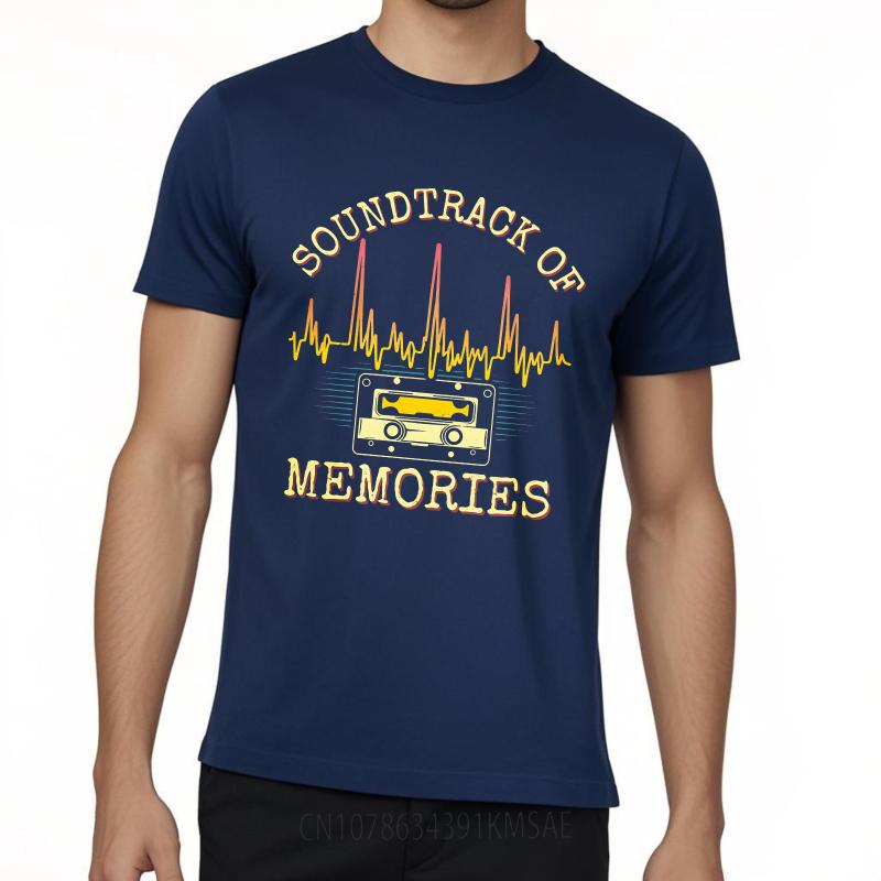 Streetwear Summer For Men tshirt Soundtrack Of Memories Tape Waveform Design Short Sleeve Workout Round Neck Tee Shirt