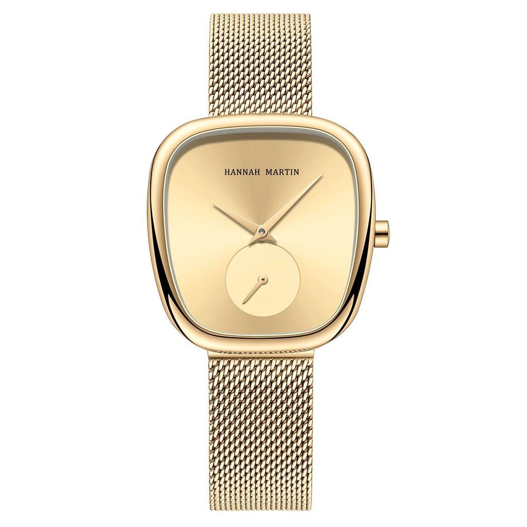 Hannah Martin Women's Quartz Watch Creative Two-Handed Half-Barrel Design European and American Style Watch Female Dress Gift
