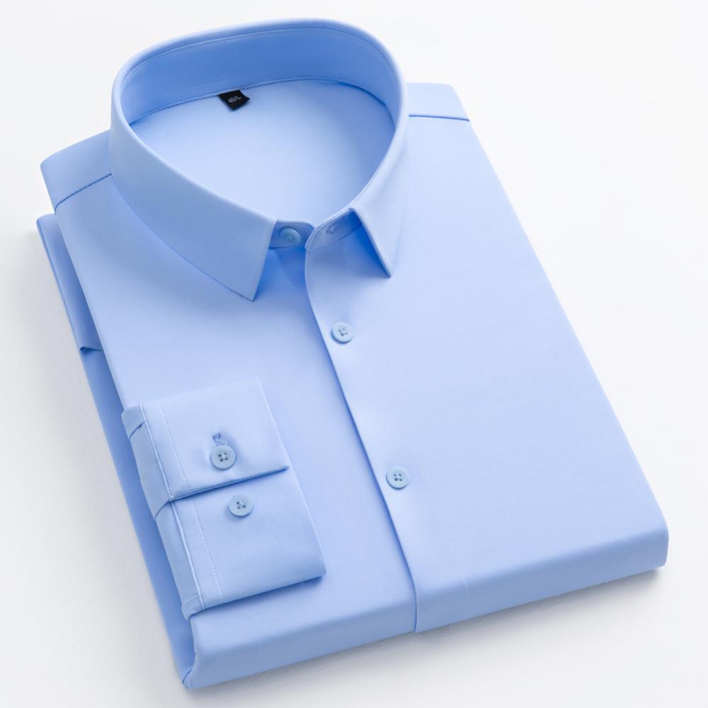 Мужская рубашка с длинным рукавом, не требующая глажки, влагоотводящая, тянущаяся в 4 направлениях, супермягкая, повседневная, на пуговицах