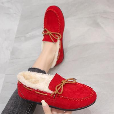 Европейские и американские плюшевые хлопковые туфли для женщин 2024 года, зимние новые повседневные женские плюшевые хлопковые туфли на плоской подошве на платформе
