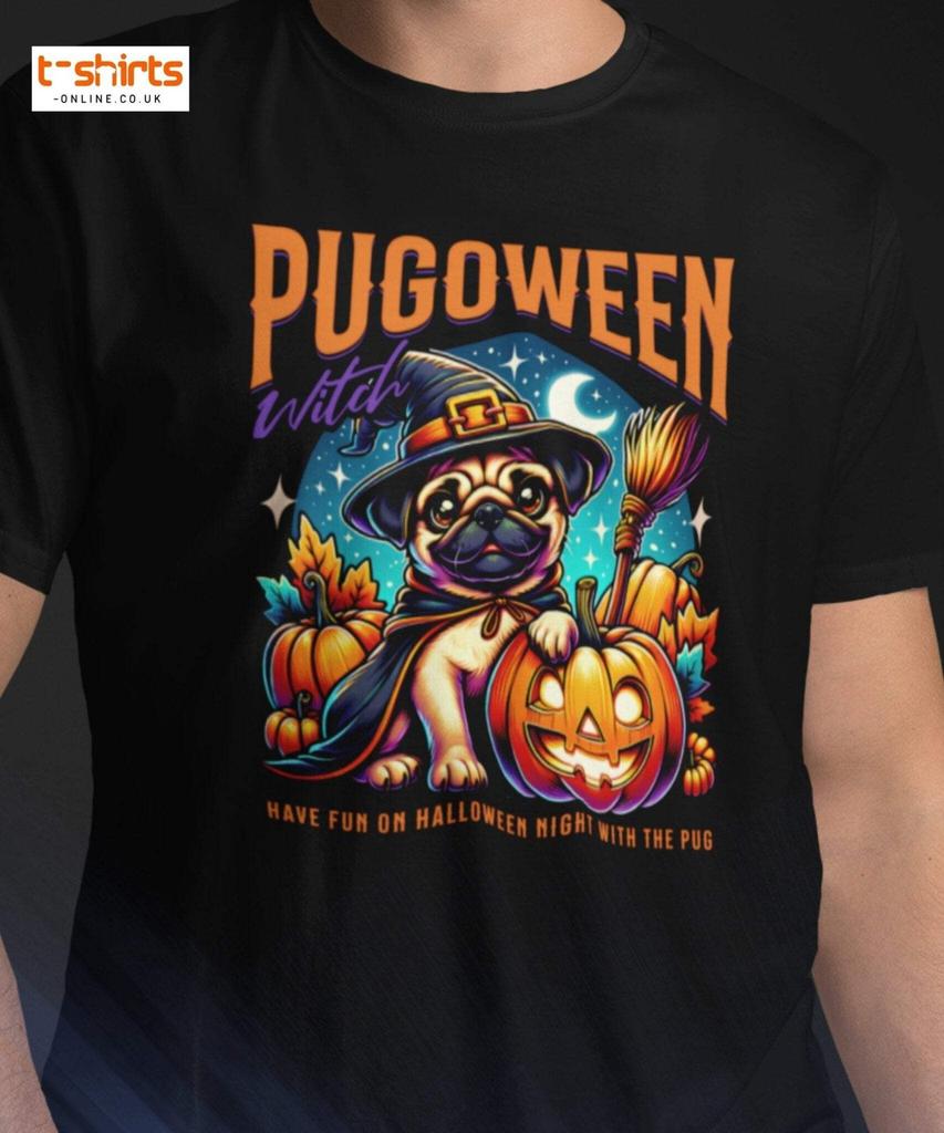 Pugoween Witch Halloween Pug T-Shirt