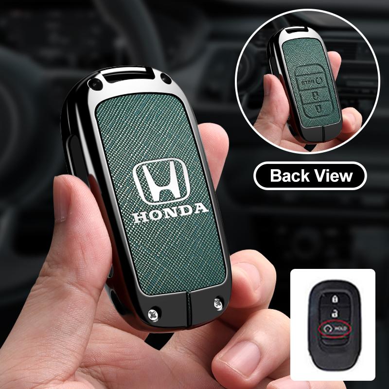 JRBX4 Leather Car Remote Key Case Cover Protector Key 2/3/4 Buttons Shell Fob Keychain For Honda Civic Accord HR-V CR-V CRV 2022 2023