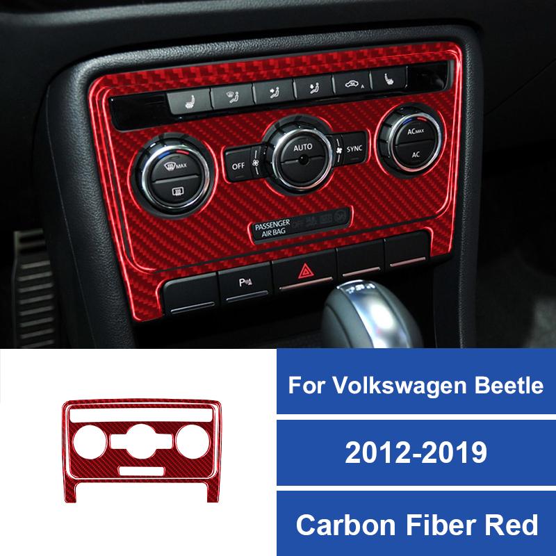 Real Carbon Fiber Car Center Console Air Conditioner CD Panel Sticker For Volkswagen Beetle 2012-2019 Interior Accessories