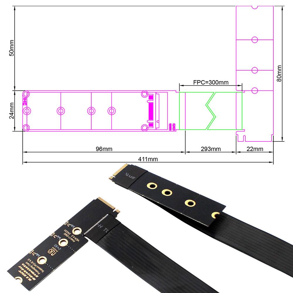 Удлинительный кабель M.2 NVME NGFF M-Key SSD Карта расширения NGFF M-Key PCIe4.0 SSD Удлинитель M.2 SSD PCI-Express 4.0 X4 M Key
