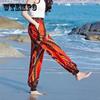 Women's Summer Cotton Silk Breathable Beach Pants Holiday Style Loose Leggings Harem Pants Bloomers Printed Pants