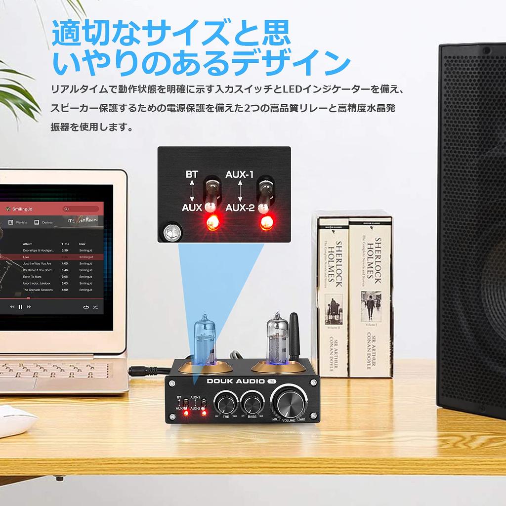 DOUK AUDIO M8 6K4 QCC3003 HiFi Bluetooth Vacuum Tube Desktop Stereo Power Amplifier 5.0 Hi-Fi 50W×2