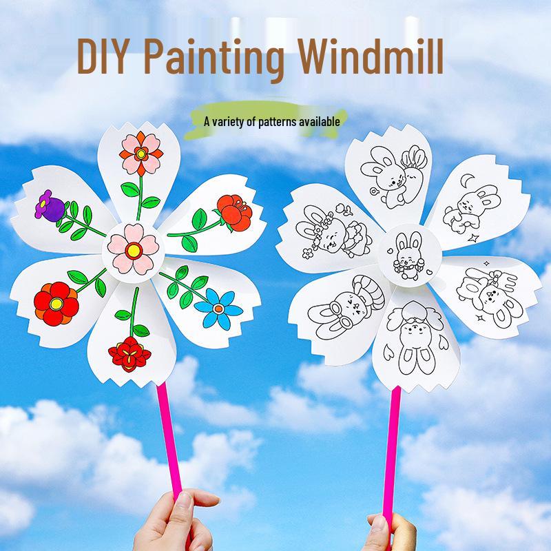 Креативная DIY вертушка для рисования для детей - Мультяшная граффити обучающий подарок