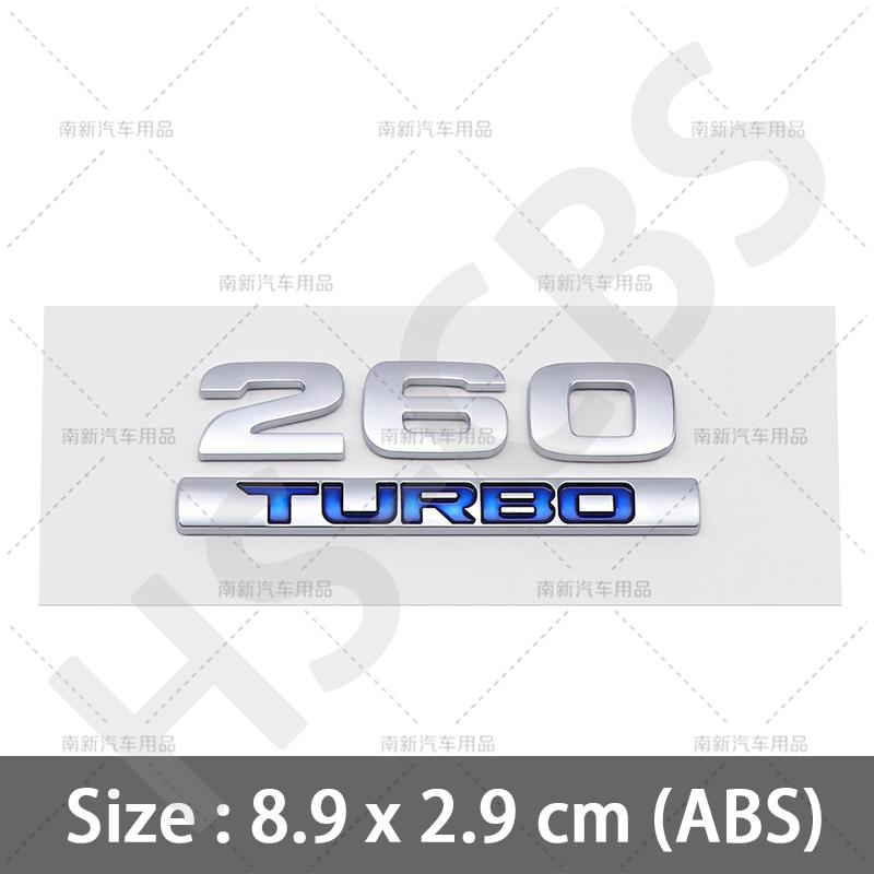 ABS 260 220 370 240 180 230 Letter Turbo Displacement Turbo Rear Trunk Emblem Badge Stickers Accessories Car Styling