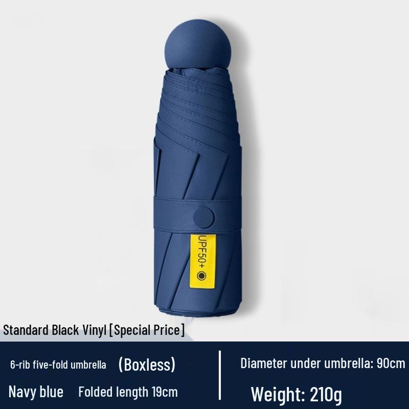Женский мини-зонт двойного назначения: Компактный пятисложенный дизайн, Утолщенная ткань, Черный клей для защиты от УФ-лучей, Возможность нанесения логотипа на заказ