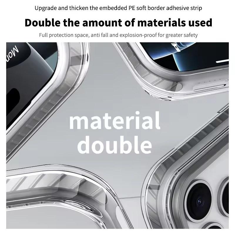 Luxury PE Striped Border Cover For Magsafe Magnetic Wireless Charge Clear Phone Case For iPhone 17 Air 16 E 15 14 13 12 17 Pro Max