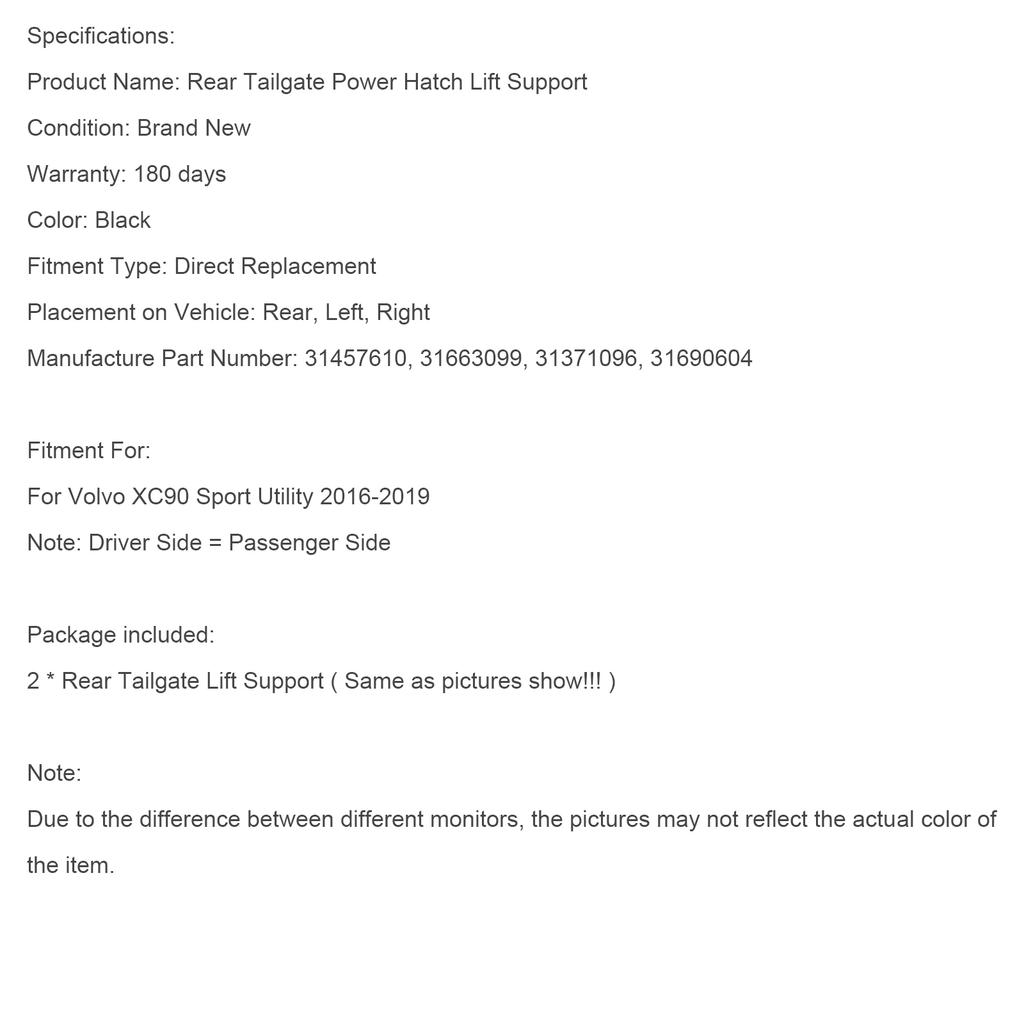 2 ШТ. Задние упоры электропривода двери багажника подходят для Volvo XC90 внедорожник 2016-2019