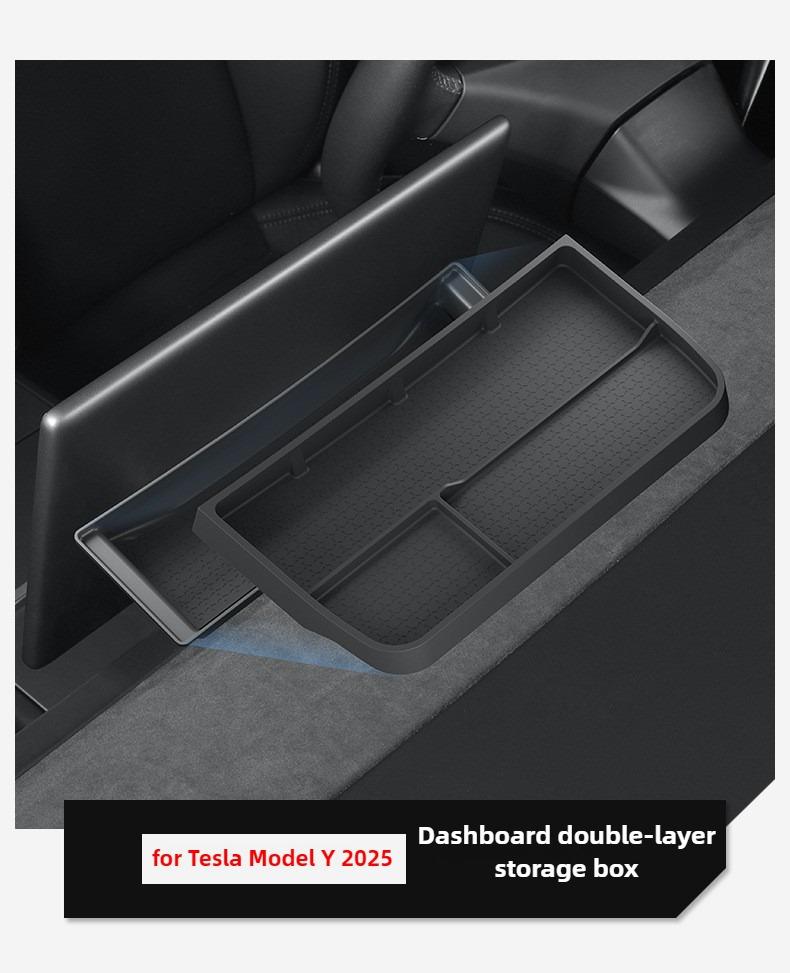for Tesla Model 3 Y YL Juniper Highland 2025 2026 Dashboard ETC Storage Box Double-layer Control Screen Phone Organizer Tray