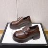 2025 Spring New Leather Platform Loafers Women's Comfortable Height Increase Soft Sole Single Shoes Small Versatile Small Leather Shoes