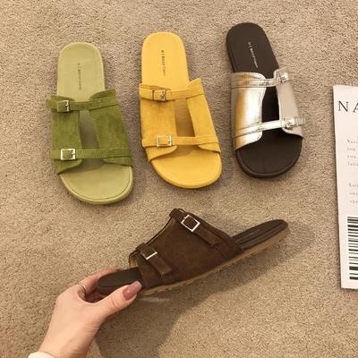 Мода 2025 Лето Новые Женские Шлепанцы с Открытым Носком на Плоской Подошве Модные Простые Повседневные Слипоны Мягкая Подошва Нескользящие Вырезы