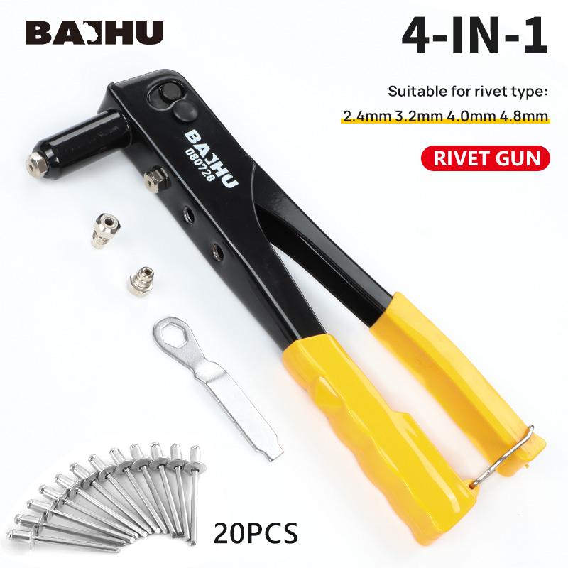 Набор для установки тяжелых заклепок, пистолет для заклепок и набор из 20 заклепок с вытяжкой, ручной инструмент, инструмент для заклепок-гаек