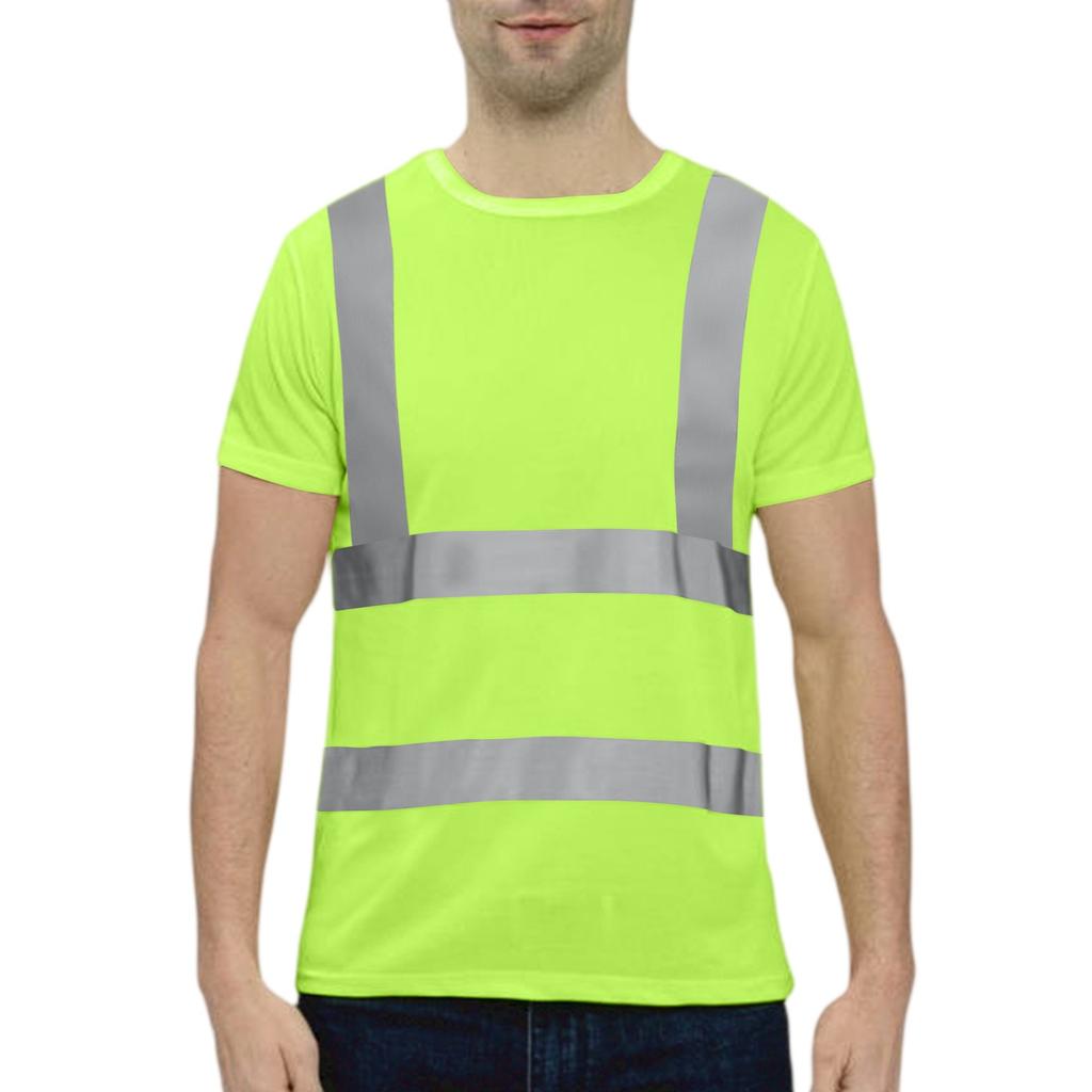 Men's Round-neck Quick-drying Reflective Outdoor Construction Environmental Sanitation Safety Building Labor Reflective Work Clothes Short-sleeved To