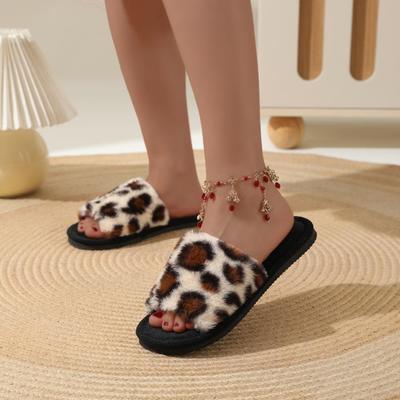 Женские осенне-зимние толстые домашние хлопковые леопардовые повседневные бархатные меховые туфли женские теплые нескользящие тапочки для пар 36-43