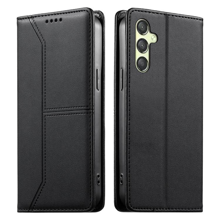 Stitched Line Magnetic RFID Vegan Leather Phone Case, Card Slots Wallet Shockproof Protective Flip Cover For Samsung Galaxy A06 / A07 4G / 5G