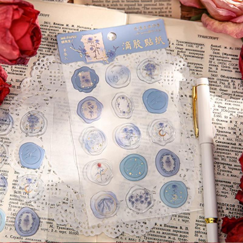 2 шт. Серия Роз Капельная Клеящаяся Плоская Наклейка Рельефная Горячее Тиснение Блокнот Подарок Декоративная Наклейка