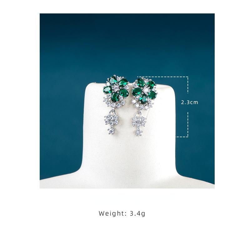 BELLA BOX Женские серьги-капли с цветком в форме зеленого циркона, женские модные ювелирные изделия, вечерние свадебные подарки